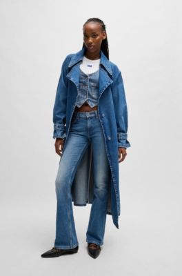 Top sin mangas de denim con parte delantera abotonada, Azul