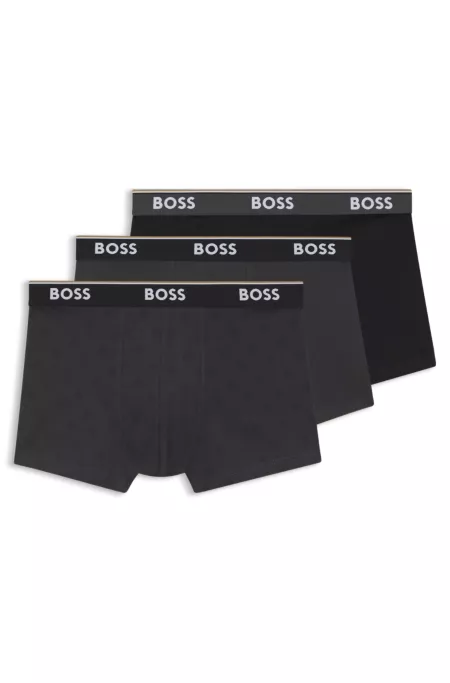 Three-pack of logo-waistband trunks in stretch cotton
