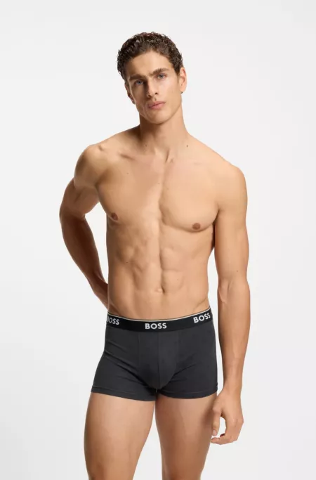Three-pack of logo-waistband trunks in stretch cotton