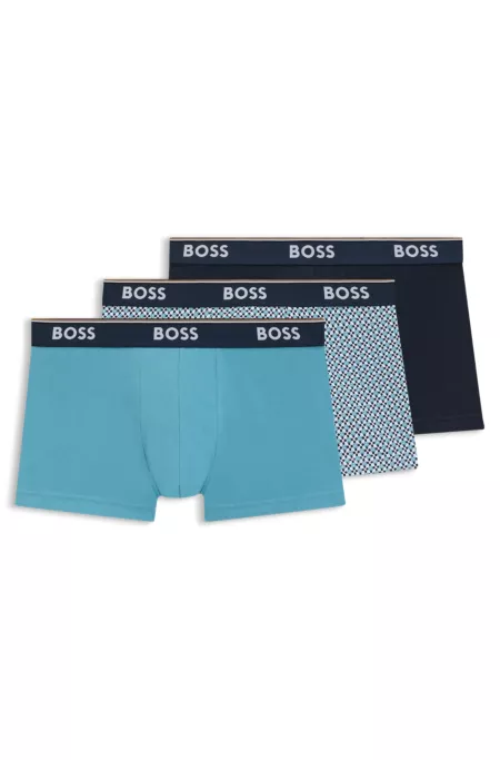 Three-pack of logo-waistband trunks in stretch cotton