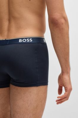 Three-pack of logo-waistband trunks in stretch cotton, Patterned