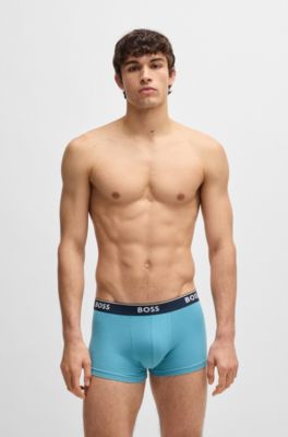 Three-pack of logo-waistband trunks in stretch cotton, Patterned