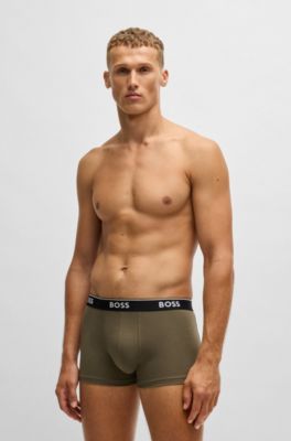 Lot de trois boxers courts en coton stretch avec taille logot&eacute;e, Fantaisie