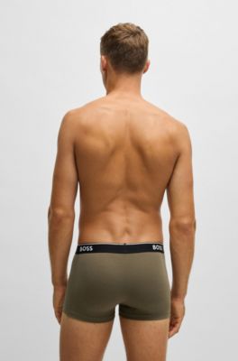 Lot de trois boxers courts en coton stretch avec taille logot&eacute;e, Fantaisie
