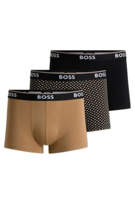Three-pack of logo-waistband trunks in stretch cotton, Patterned