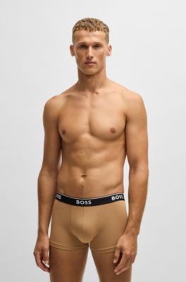Three-pack of logo-waistband trunks in stretch cotton, Patterned