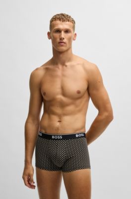 Three-pack of logo-waistband trunks in stretch cotton, Patterned