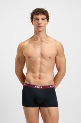 Lot de trois boxers courts en coton stretch avec taille logot&eacute;e, Fantaisie