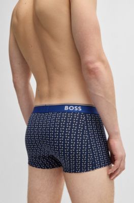 Lot de trois boxers courts en coton stretch avec taille logot&eacute;e, Fantaisie