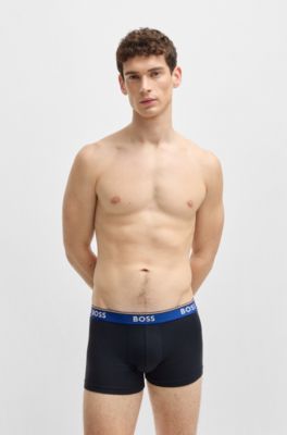 Lot de trois boxers courts en coton stretch avec taille logot&eacute;e, Fantaisie