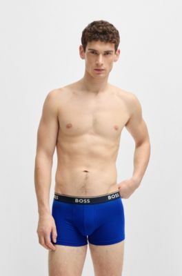 Lot de trois boxers courts en coton stretch avec taille logot&eacute;e, Fantaisie
