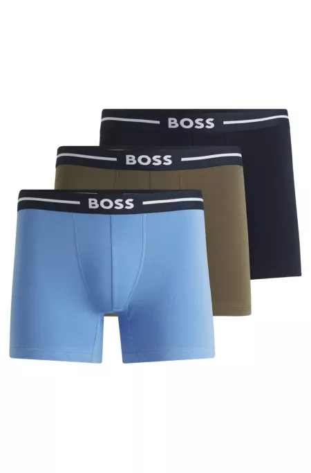 Three-pack of boxer briefs with logo stripe waistbands