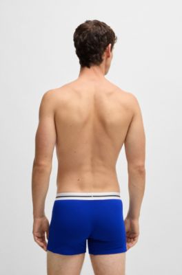 Lot de trois boxers longs avec taille logot&eacute;e &agrave; rayures, Fantaisie
