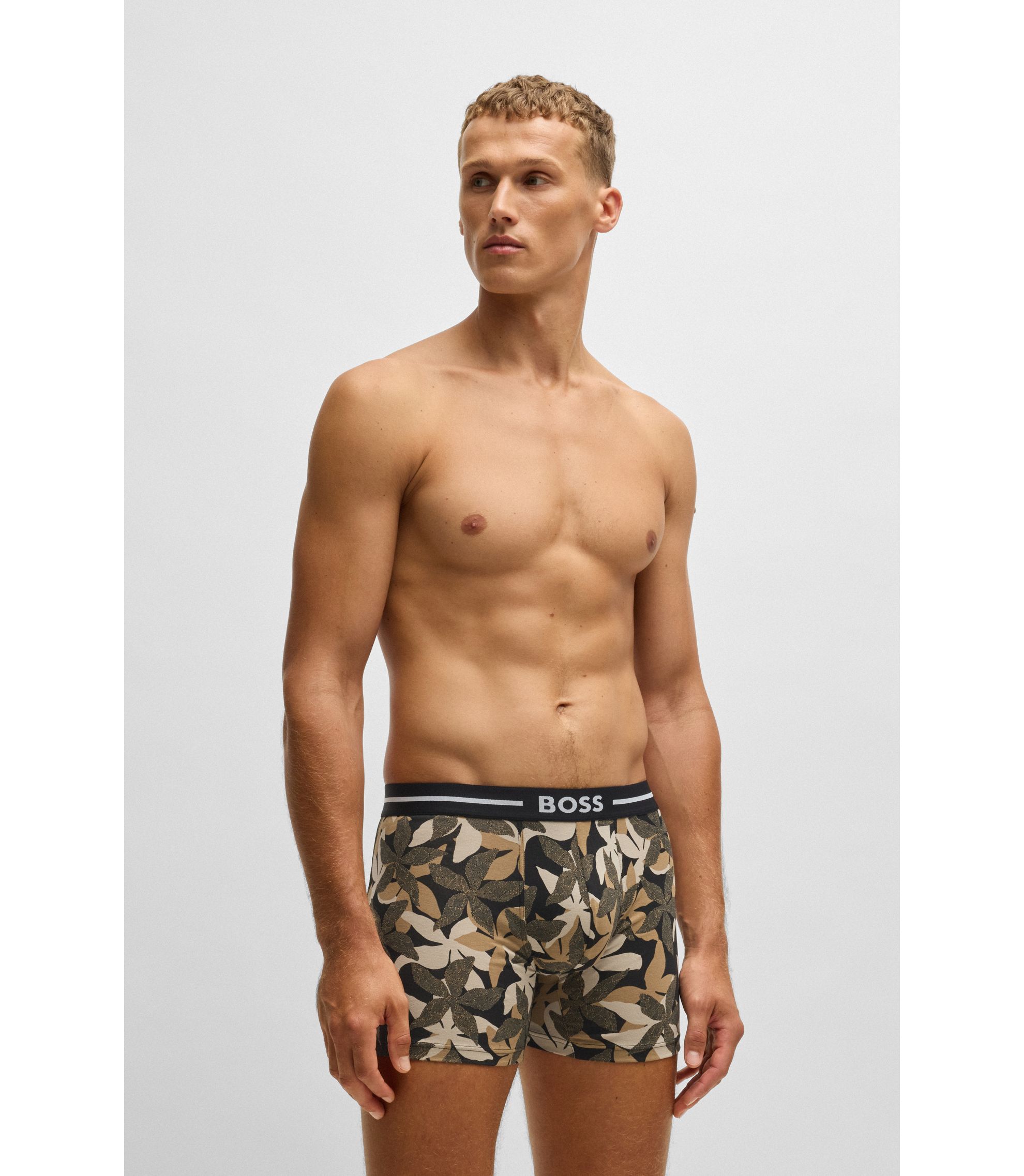 BOSS - Three-pack of stretch-cotton boxer briefs with logo