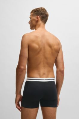 Three-pack of stretch-cotton boxer briefs with logo, Patterned