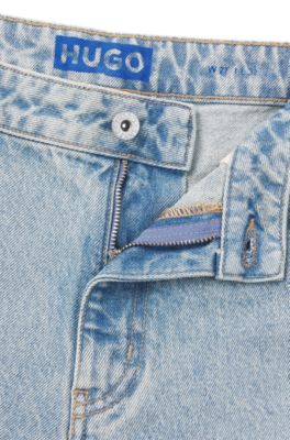 Baggy-fit jeans in blue rigid denim, Blue