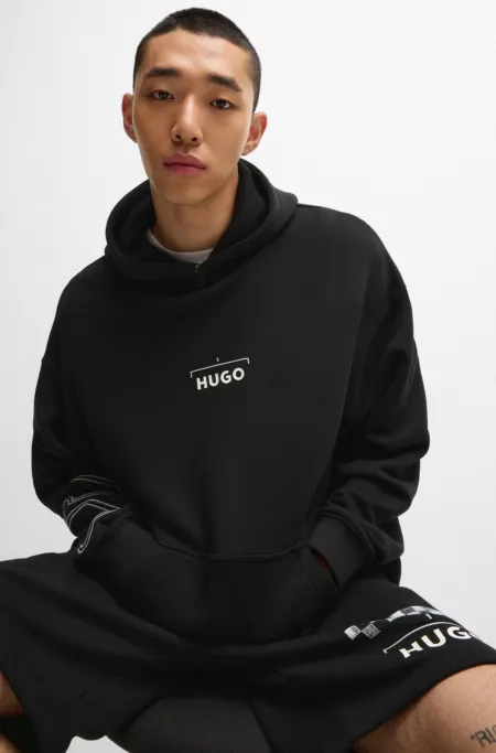 Racing-print hoodie in a cotton blend