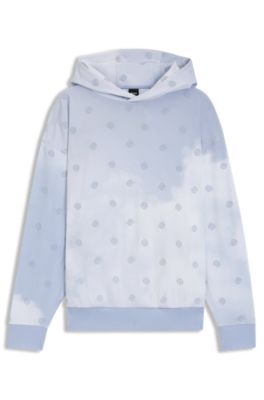 BOSS - Cloud-artwork hoodie with Double B monograms - Light Blue