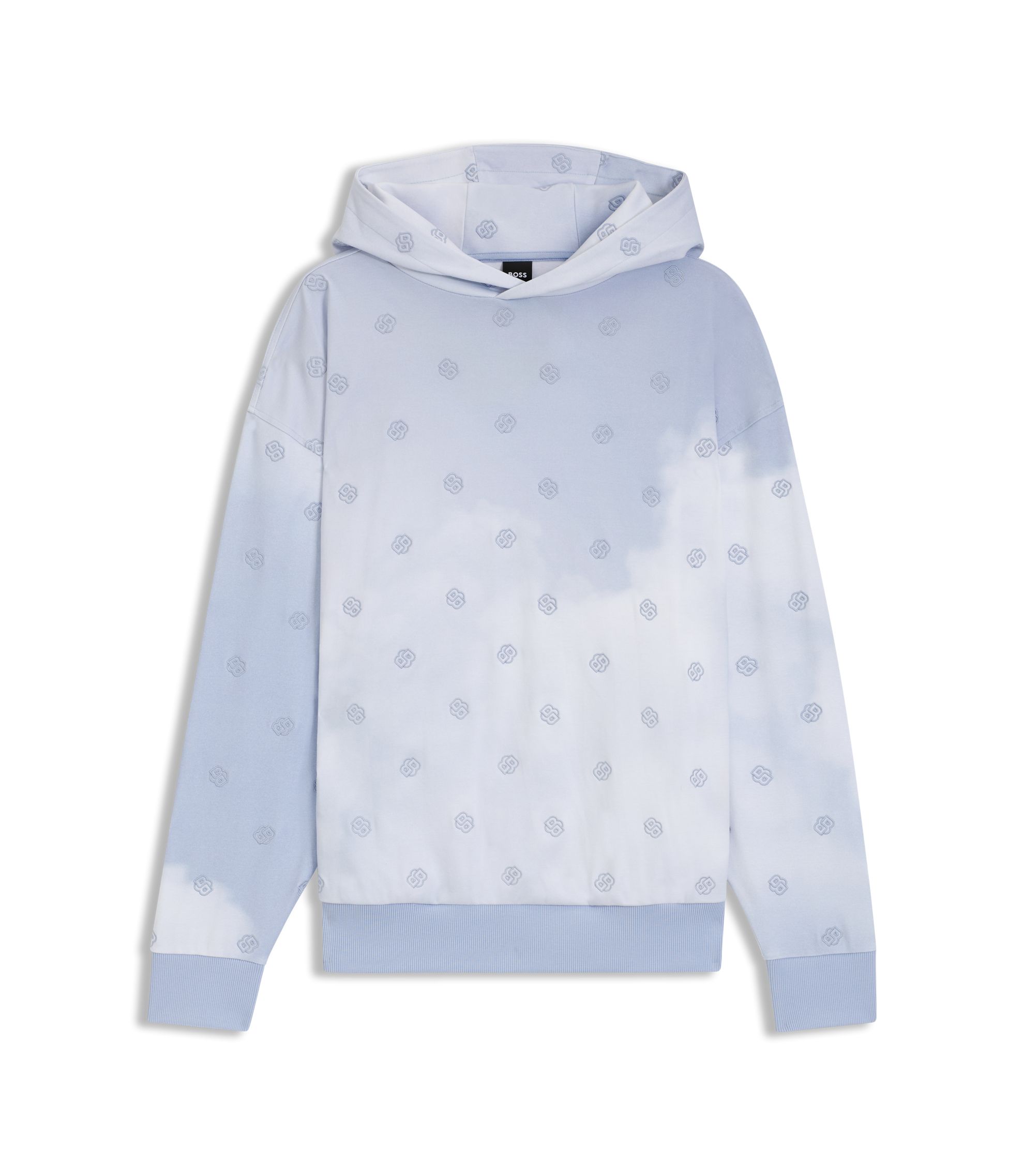 BOSS - Cloud-artwork hoodie with Double B monograms - Light Blue