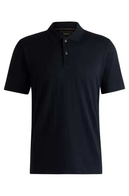 Relaxed-fit polo shirt in cotton-silk checked jacquard