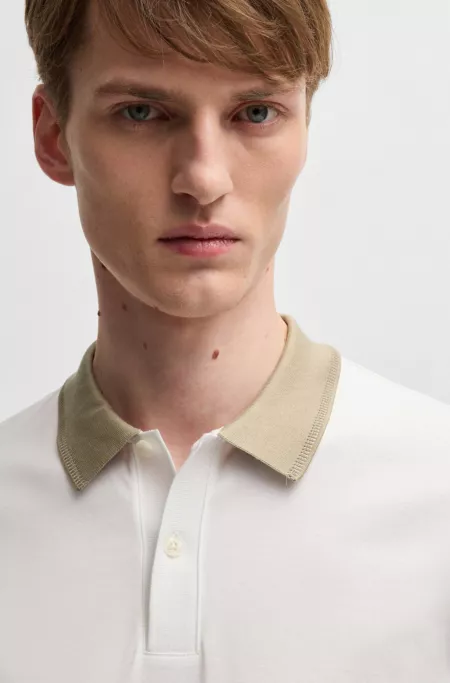 Mercerized-cotton slim-fit polo shirt with collar stripe