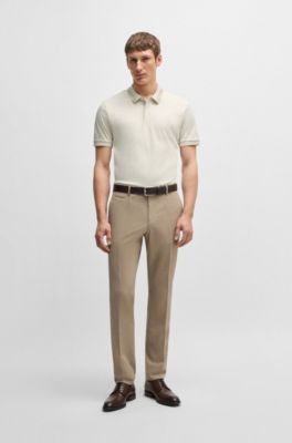 Mercerized-cotton slim-fit polo shirt with collar stripe, White