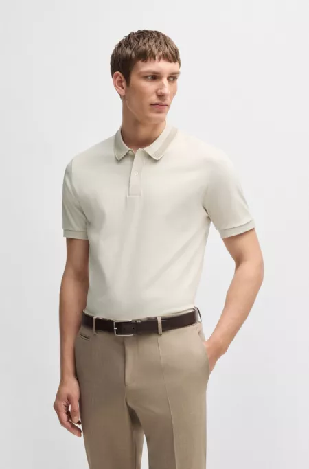 Mercerized-cotton slim-fit polo shirt with collar stripe
