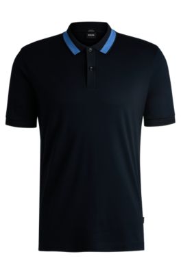 BOSS - Mercerized-cotton slim-fit polo shirt with collar