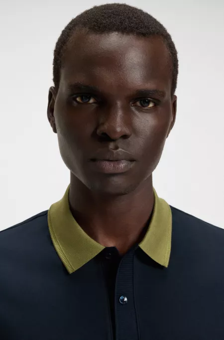 Mercerized-cotton slim-fit polo shirt with collar stripe