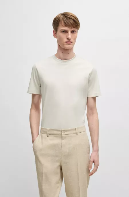 Mercerized-cotton slim-fit T-shirt with collar stripe