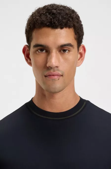 Mercerized-cotton slim-fit T-shirt with collar stripe