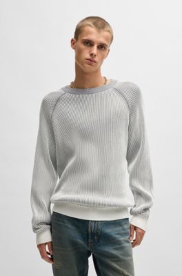 Jersey de algod&oacute;n con canal&eacute; en dos tonos, Gris claro