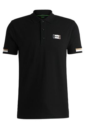 Mercerized-cotton polo shirt with signature stripes