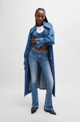 Flared jeans in blue comfort-stretch denim, Blue