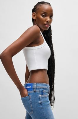 Flared jeans in blue comfort-stretch denim, Blue