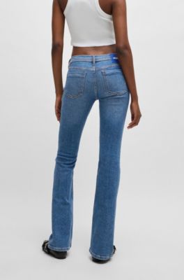 Flared jeans in blue comfort-stretch denim, Blue