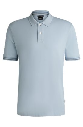 Mercerized-cotton regular-fit polo shirt with stripe trims