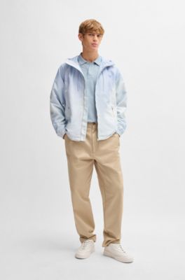 Polo Regular en coton merceris&eacute; avec finitions &agrave; rayures, bleu clair