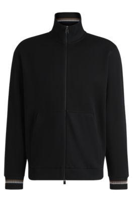 BOSS - Mercerized-cotton regular-fit sweatshirt with stripe