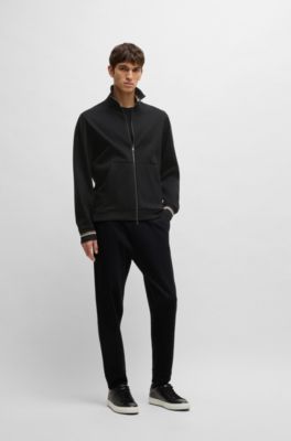 BOSS - Mercerized-cotton regular-fit sweatshirt with stripe