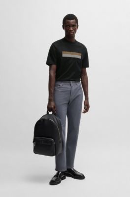 Mercerized-cotton T-shirt with brand artwork, Black