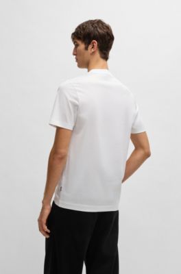 Mercerized-cotton T-shirt with brand artwork, White