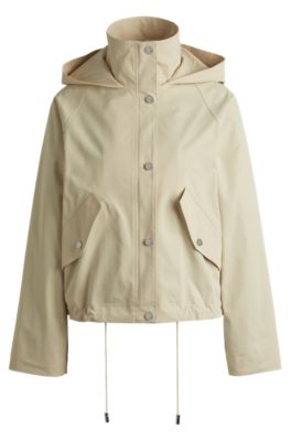 Hooded parka jacket in water-repellent fabric, Light Beige