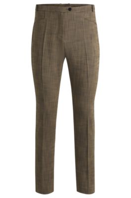 Relaxed-fit trousers in melange stretch sharkskin fabric, Brown