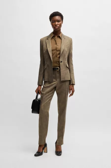 Relaxed-fit trousers in melange stretch sharkskin fabric