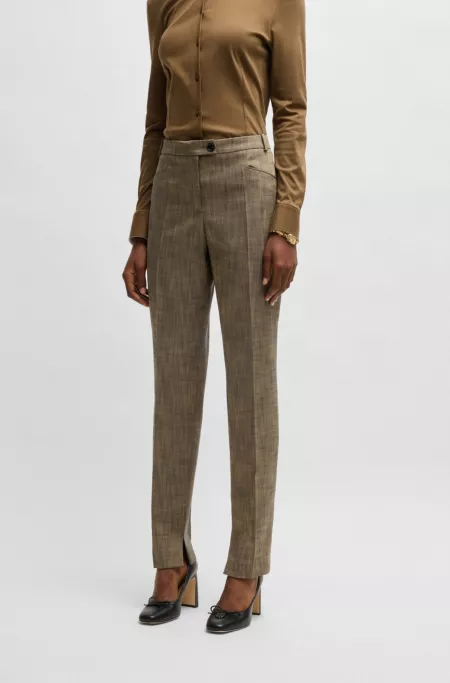 Relaxed-fit trousers in melange stretch sharkskin fabric