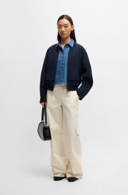 Chaqueta oversize fit con efecto a capas, Azul oscuro