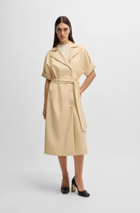 Trench-style relaxed-fit dress in faux leather