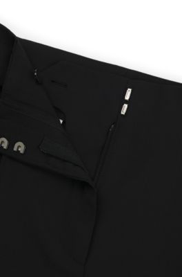 Regular-fit high-waisted trousers in wool, Black