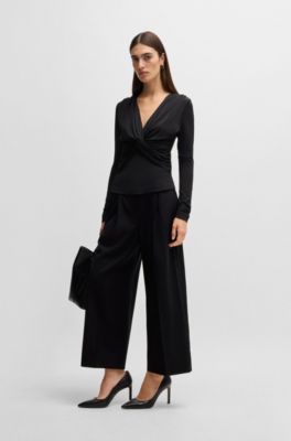 BOSS - Regular-fit high-waisted trousers in wool - Black